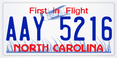 NC license plate AAY5216