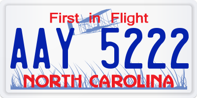 NC license plate AAY5222