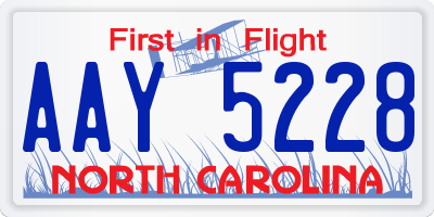 NC license plate AAY5228