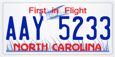 NC license plate AAY5233