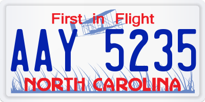 NC license plate AAY5235