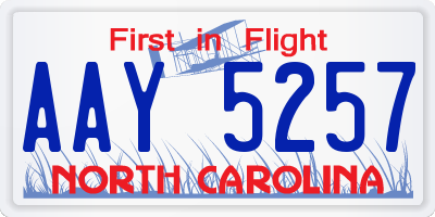 NC license plate AAY5257