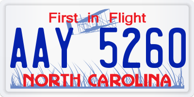 NC license plate AAY5260