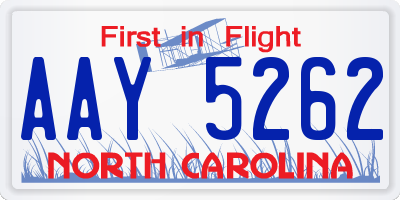 NC license plate AAY5262