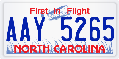 NC license plate AAY5265