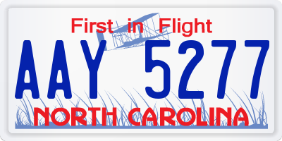 NC license plate AAY5277