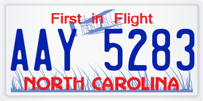 NC license plate AAY5283