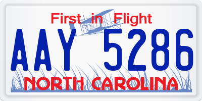 NC license plate AAY5286