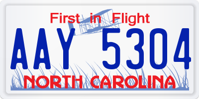 NC license plate AAY5304
