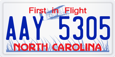 NC license plate AAY5305