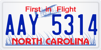 NC license plate AAY5314