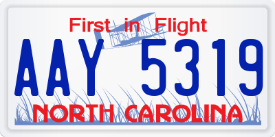 NC license plate AAY5319