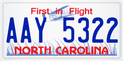 NC license plate AAY5322