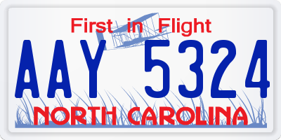 NC license plate AAY5324