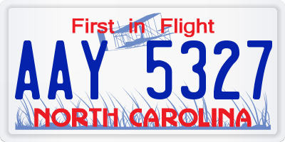 NC license plate AAY5327