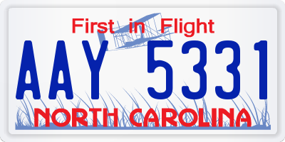 NC license plate AAY5331