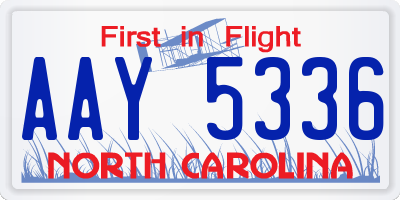 NC license plate AAY5336