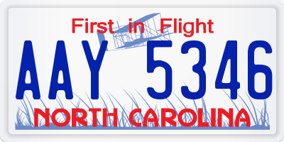 NC license plate AAY5346