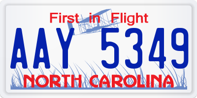 NC license plate AAY5349