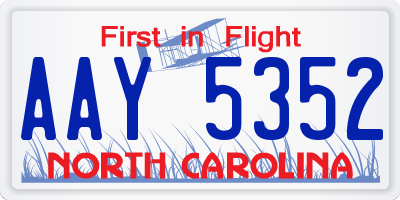NC license plate AAY5352