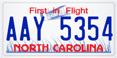 NC license plate AAY5354