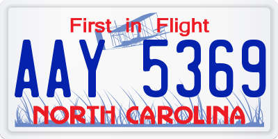 NC license plate AAY5369