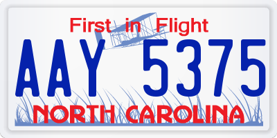 NC license plate AAY5375