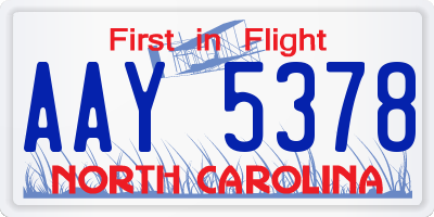 NC license plate AAY5378