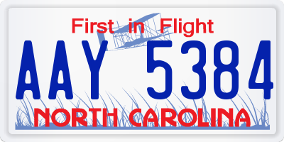 NC license plate AAY5384