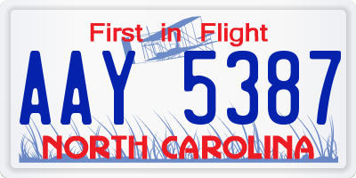 NC license plate AAY5387