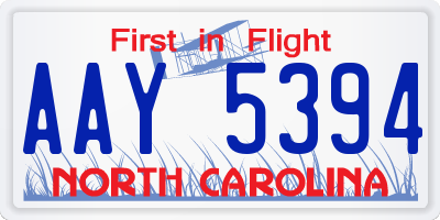 NC license plate AAY5394