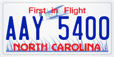 NC license plate AAY5400