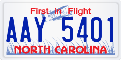 NC license plate AAY5401