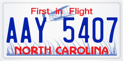 NC license plate AAY5407