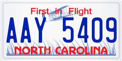 NC license plate AAY5409