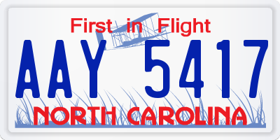 NC license plate AAY5417