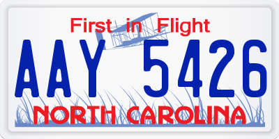 NC license plate AAY5426