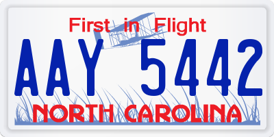 NC license plate AAY5442