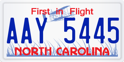 NC license plate AAY5445