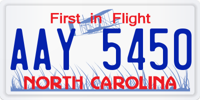 NC license plate AAY5450