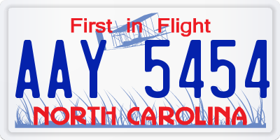 NC license plate AAY5454