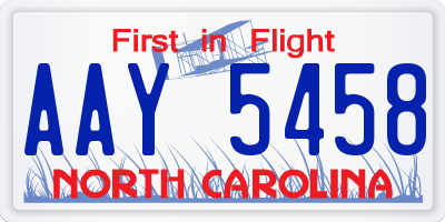 NC license plate AAY5458