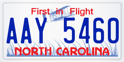 NC license plate AAY5460