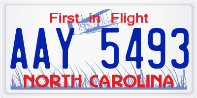 NC license plate AAY5493