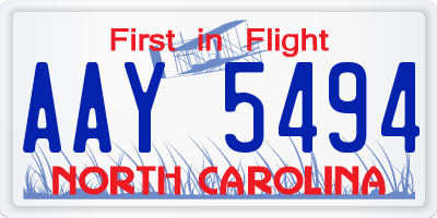 NC license plate AAY5494