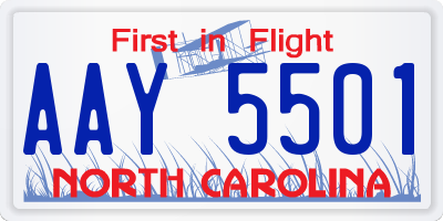 NC license plate AAY5501