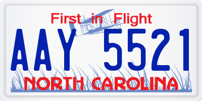 NC license plate AAY5521