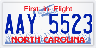 NC license plate AAY5523