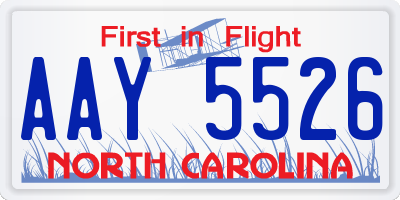 NC license plate AAY5526