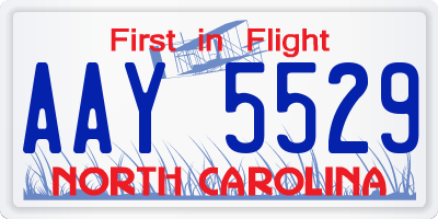 NC license plate AAY5529
